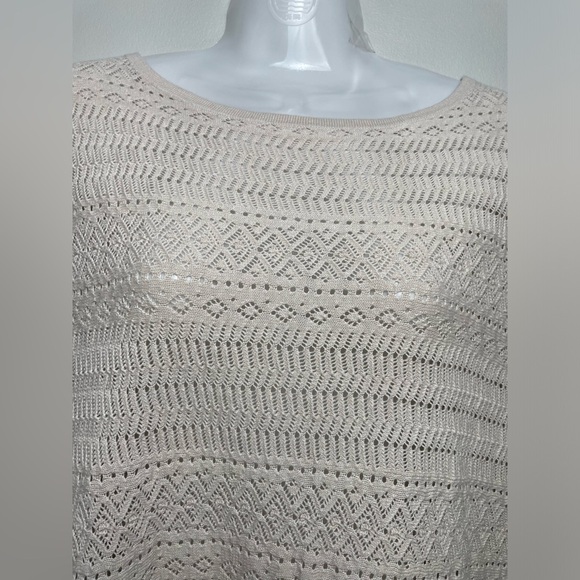 Garnet Hill Open Knit See through Top Tan Linen Organic Cotton Blend Medium - Picture 4 of 8
